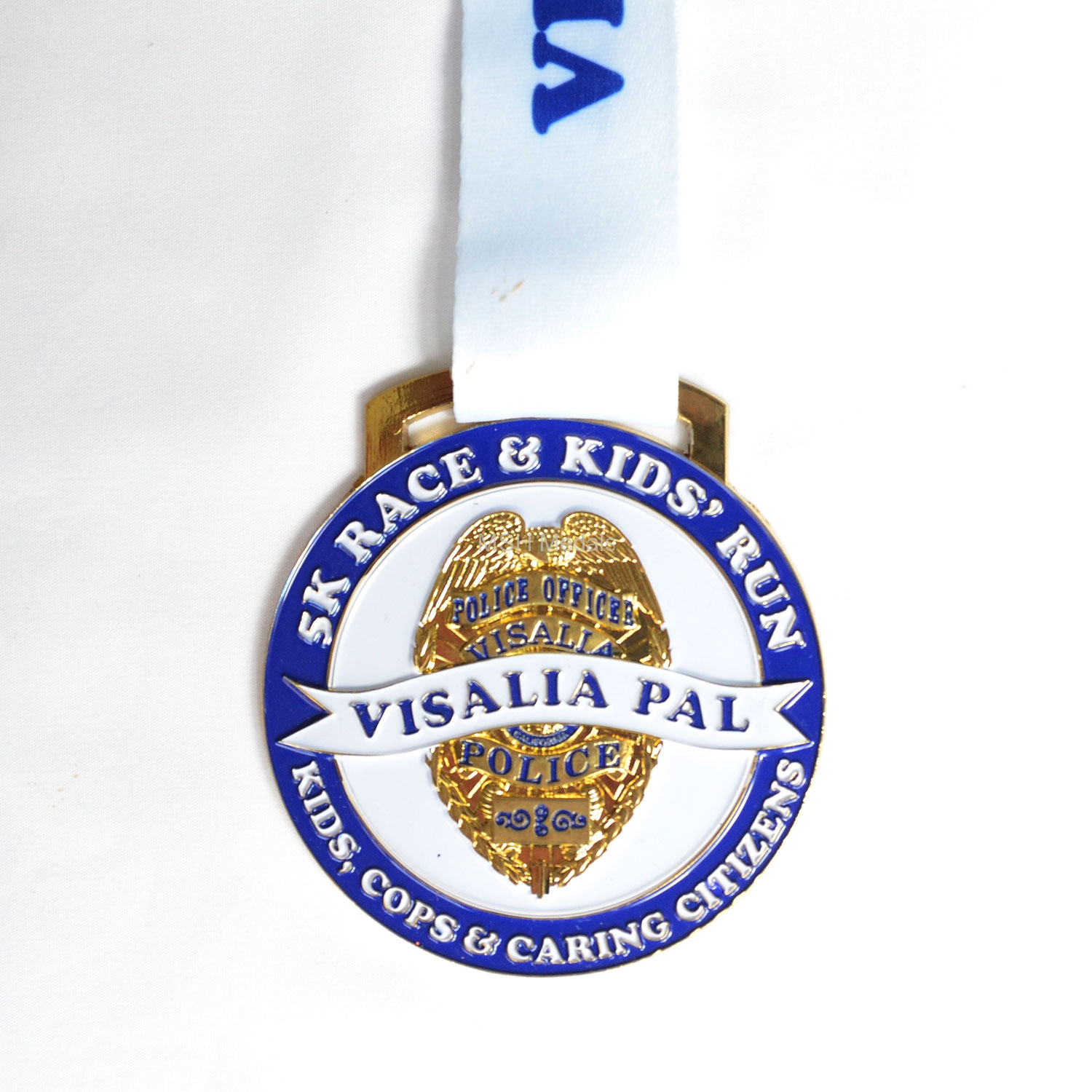 Police badge race medal in shiny gold