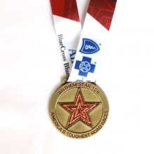 10K run medal in antique bronze and glitter
