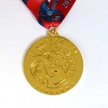3" custom running medal in glossy silver finish - no color fill