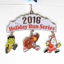 Custom holiday race medal. It can be removed and used as Christmas ornament