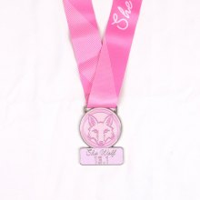 Pink half marathon race medal