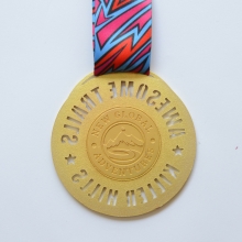 Matte gold special die cut medal - back