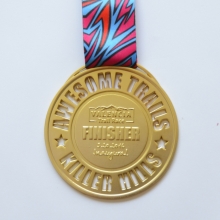 Matte gold special die cut medal