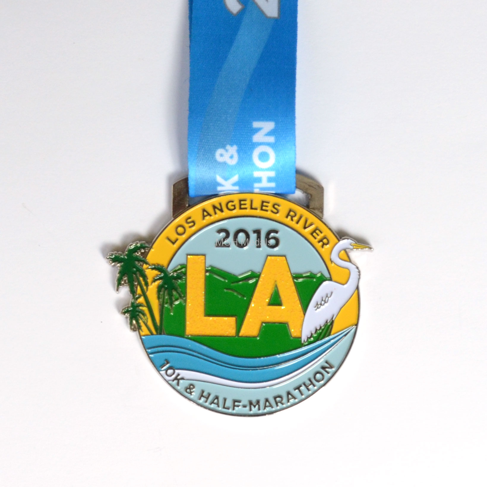 3" half marathon race medal with glitter