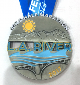 Half marathon race medal with glitter!