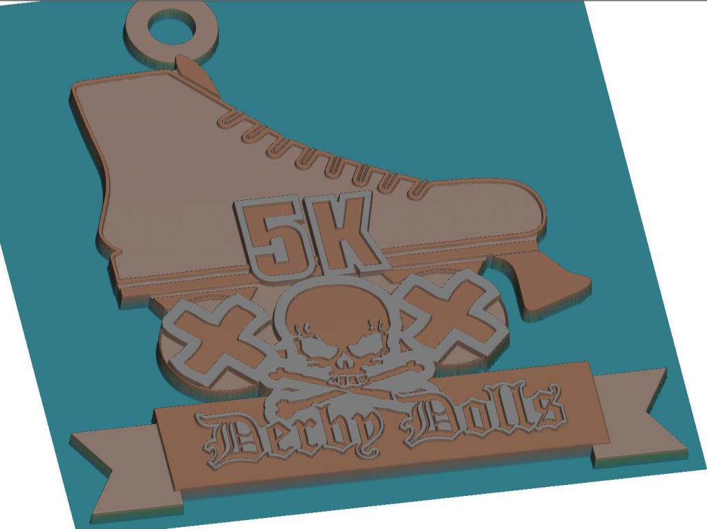 3D rendering of virtual 5k race medal